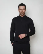 پلیور بافت سه دکمه یقه برگرد مردانه کد 001 - تصویر 12