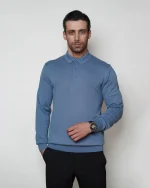 پلیور بافت سه دکمه یقه برگرد مردانه کد 001 - تصویر 11