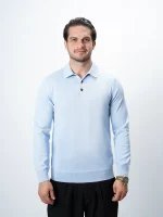 پلیور بافت سه دکمه یقه برگرد مردانه کد 001 - تصویر 9