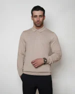 پلیور بافت سه دکمه یقه برگرد مردانه کد 001 - تصویر 7
