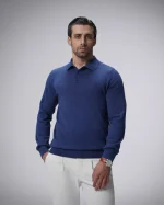 پلیور بافت سه دکمه یقه برگرد مردانه کد 001 - تصویر 6