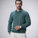 پلیور بافت سه دکمه یقه برگرد مردانه کد 001