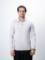 پلیور بافت سه دکمه یقه برگرد مردانه کد 001 - تصویر 4