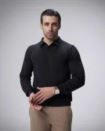 پلیور بافت سه دکمه یقه برگرد مردانه کد 001 - تصویر 2