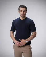 تی شرت بافت یقه گرد مردانه کد 014 - تصویر 5