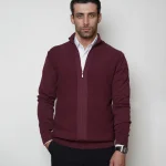 ژاکت بافت زیپی یقه ایستاده مردانه کد 030