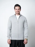 ژاکت بافت زیپی یقه ایستاده مردانه کد 031 - تصویر 9