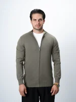 ژاکت بافت زیپی یقه ایستاده مردانه کد 031 - تصویر 6