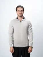پلیور نیم زیپ یقه ایستاده مردانه کد 040 - تصویر 8