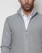 ژاکت بافت زیپی یقه ایستاده مردانه کد 383 - تصویر 2