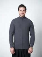 ژاکت بافت زیپی یقه ایستاده مردانه کد 398 - تصویر 4