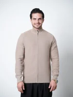 ژاکت بافت زیپی یقه ایستاده مردانه کد 398 - تصویر 3