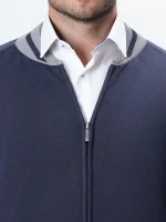 ژاکت بافت زیپی یقه ژاپنی مردانه کد 412 - تصویر 3