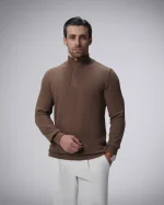 پلیور نیم زیپ یقه ایستاده مردانه کد 422 - تصویر 3