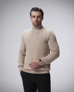 پلیور نیم زیپ یقه ایستاده مردانه کد 422 - تصویر 2