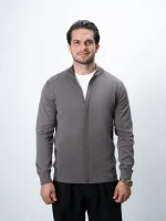 ژاکت بافت زیپی یقه ایستاده مردانه کد 424 - تصویر 4