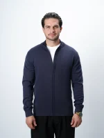 ژاکت بافت زیپی یقه ایستاده مردانه کد 424 - تصویر 3