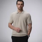 پولوشرت بافت نیم زیپ یقه برگرد مردانه کد 443