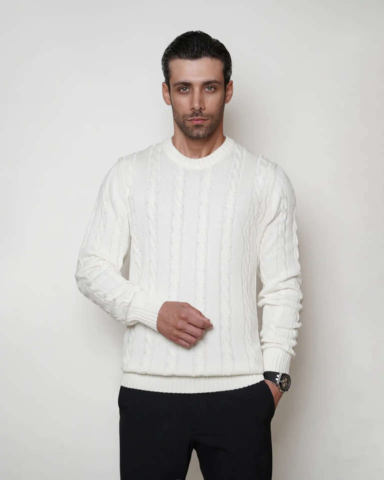 110445040812136 پلیور بافت یقه گرد مردانه کد 445 - تصویر 1