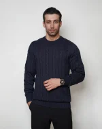 پلیور بافت یقه گرد مردانه کد 445 - تصویر 2