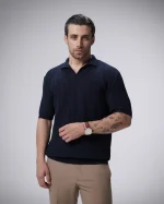 پولوشرت بافت یقه شکاری مردانه کد 446 - تصویر 3