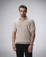 پولوشرت بافت یقه شکاری مردانه کد 446 - تصویر 2