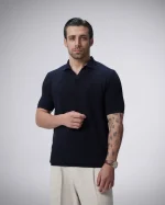 پولوشرت بافت یقه شکاری مردانه کد 449 - تصویر 4