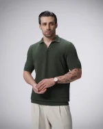 پولوشرت بافت یقه شکاری مردانه کد 449