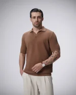 پولوشرت بافت یقه شکاری مردانه کد 449 - تصویر 2