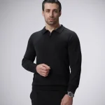 پولوشرت آستین بلند بافت نیم زیپ یقه برگرد مردانه کد 450