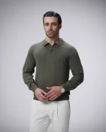 پولوشرت آستین بلند بافت نیم زیپ یقه برگرد مردانه کد 450 - تصویر 5