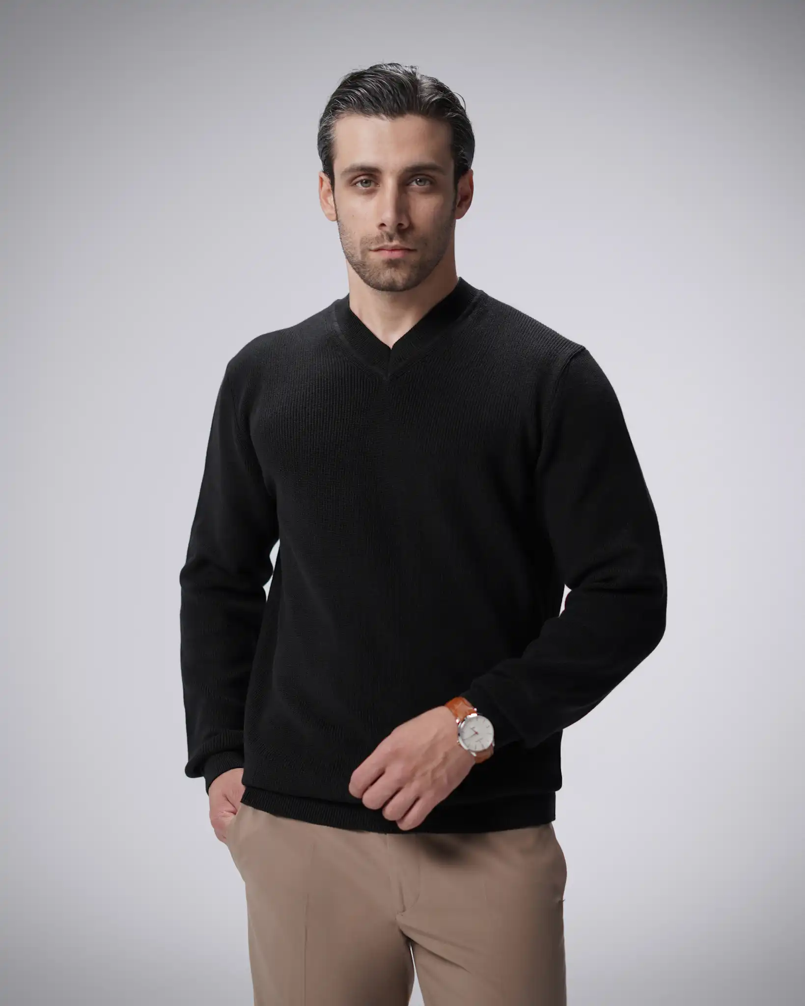 110456019711136 پلیور بافت یقه هفت مردانه کد 456 - تصویر 1